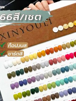 [66สี/เซต] ชุดสีเจลทาเล็บ แบรนด์ XINYOULI แถมท็อป,เบส พร้อมชาร์ตสี 12ml