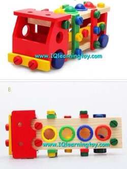 รถบรรทุกตอกลูกกลิ้ง สื่อการเรียนรู้เพื่อฝึกการใช้กล้ามเนื้อมือให้สัมพันธ์กับสายตา ฝึกสมาธิได้ดี ส่งฟรี