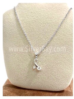 จี้โบว์ริบบิ้น ฝังเพชรสวิสไขว้