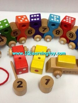 ของเล่นไม้ - ชุดรถไฟร้อยเชือกตัวเลข 1-10 ชุดนี้เหมาะสำหรับเด็กเล็กฝึกการเรียนรู้เรื่องตัวเลข และจำนวนนับ 1-10 ฝึกสมอง ฝึกทักษะ ฝึกสมาธิได้ดี ส่งฟรี