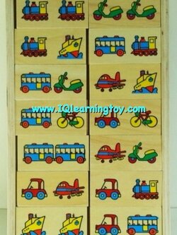 ของเล่นไม้ Domino- โดมิโนภาพยานพาหนะต่างๆ โดมิโนจำนวน 28 ชิ้น พร้อมกล่องไม้จัดเก็บ ได้เรียนรู้ จดจำ เข้าใจความสัมพันธ์ของภาพ เรียงลำดับความคิด