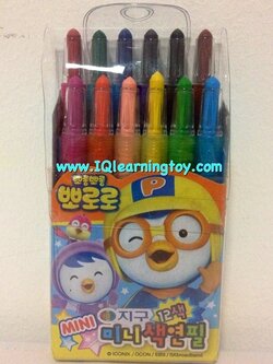 สีเทียนหมุนได้ 12 สี Mini ลายโพโร่โร่ Pororo และผองเพื่อน สีเทียนหมุนได้ 12 สี มาตรฐาน เนื้อสีสดใสชัดเจน ระบายได้เต็มที่ ไม่หักง่าย จัดส่งฟรีค่ะ