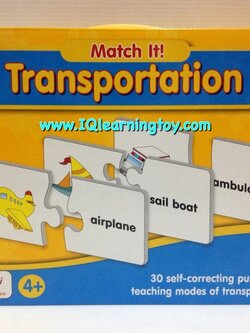 เกมส์จับคู่คำศัพท์ - Match-it (Transportation) เรียนรู้คำศัพท์เรียกยานพาหนะชนิดต่างๆหลากหลาย ทั้งหมดมี 30 ชุดคำศัพท์(60ชิ้น)จัมโบ้ 3+ส่งฟรี