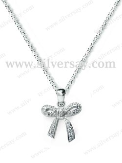 จี้โบว์ริบบิ้นฝังเพชรสวิสแถว