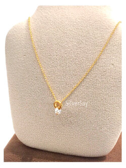 จี้จิ๋วฝังเพชรสวิส 3 มม./ร้อยสร้อยผ่านด้านใน/สีทองคำ22k