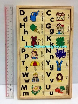 ของเล่นไม้-โดมิโนจับคู่พยัญชนะภาษาอังกฤษ A-Z กับคำศัพท์และรูปภาพ เรียนรู้จักพยัญชนะภาษาอังกฤษทั้งตัวพิมพ์ใหญ่และตัวเขียน พร้อมภาพประกอบคำศัพท์ ส่งฟรี