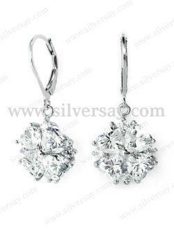 ต่างหูเพชรสวิสรูปหัวใจสี่ทิศใบโคลเวอร์ Clover 4/แบบห่วงสปริงล็อค