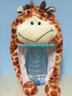 หุ่นสวมหัวรูปสัตว์-(หมวกสวมหัวรูปยีราฟ) หมวกขนนุ่มๆ ใช้เพื่อการสอนเล่าเรื่อง การละเล่น หรือเล่นเกมส์การศึกษา จัดส่งฟรี