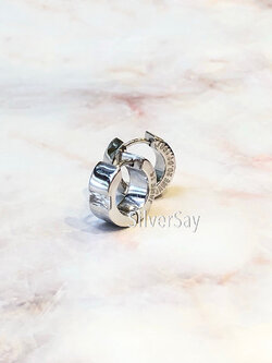 ต่างหูห่วง-ต่างหูสลักชื่อ "JAME 14" และ "JAME 20.01.1981" เงินแท้ 925 ชุบทองคำขาวา