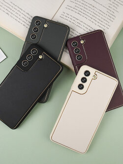 เคสโทรศัพท์ Samsung เคสหนังPUสีพื้น ครอบเลนส์กล้อง สำหรับ SS S21 FE/Note 10 Lite