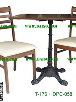 จำหน่ายชุดโต๊ะอาหารขาเหล็กหล่อ ชุดโต๊ะเก้าอี้อาหารสวยๆ โต๊ะอาหารไม้ยาง_DPC-058+T-176