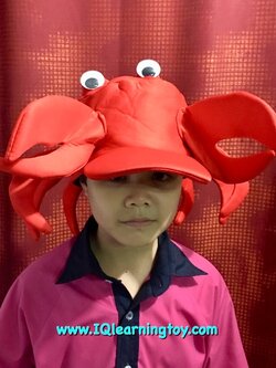 หุ่นสวมหัวรูปสัตว์-(หมวกสวมหัวรูปปู) หมวกขนนุ่มๆ ใช้เพื่อการสอนเล่าเรื่อง การละเล่น หรือเล่นเกมส์การศึกษา จัดส่งฟรี