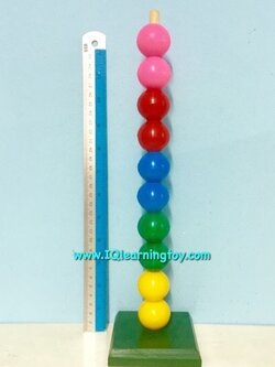 ลูกกลมสวมหลักเดี่ยว 10 เม็ดใหญ่ ฝึกสอนเรื่องสี รูปทรง พัฒนาการกล้ามเนื้อมือมัดเล็ก ฝึกสมาธิ ส่งฟรี