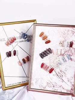 กรอบรูปโชว์เล็บปลอม กระดานโชว์เล็บ มีขาตั้ง สีRose Gold