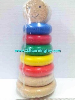 ของเล่นไม้-โดนัทสวมหลักเดี่ยว Wonderworld ของเล่นไม้รูปวงกลมหลากสีเรียงขนาด สวมหลัก ของเล่นสำหรับเด็กเล็ก เรียนรู้เรื่องสี รูปทรง และขนาด ส่งฟรี