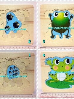 ของเล่นไม้ จิ๊กซอว์ วงจรชีวิตกบ เด็กๆจะได้เรียนรู้จักกับวัฎจักรของธรรมชาติใกล้ตัว ไปพร้อมๆกับการฝึกสมอง ด้วยการต่อจิ๊กซอว์ไปด้วย ส่งฟรีค่ะ