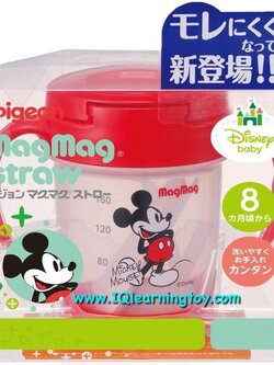 Pigeon ถ้วยหัดดื่ม พีเจ้นท์ MagMag พร้อมหลอดดูด Mickey Mouse ส่งฟรี