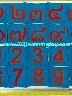 ถุงถั่วผ้าจับคู่ตัวเลขอารบิกกับเลขไทย 0-9 เรียนรู้เรื่องจำนวนนับ และฝึกประสาทสัมผัส เข้าใจเรื่องจำนวนตัวเลขต่างๆ ที่มีความเหมือนและแตกต่างกัน ส่งฟรี