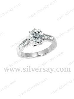 แหวนเพชรสวิส 1 กะรัต/แปดหนามเตย/บ่ารางล็อคแถว