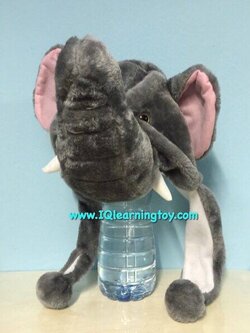 หุ่นสวมหัวรูปสัตว์-(หมวกสวมหัวรูปช้าง) หมวกขนนุ่มๆ ใช้เพื่อการสอนเล่าเรื่อง การละเล่น หรือเล่นเกมส์การศึกษา จัดส่งฟรี