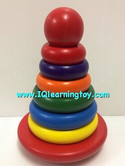 โดนัทสวมหลักเดี่ยว L ของเล่นไม้รูปวงกลมหลากสีเรียงขนาด สวมหลัก ของเล่นสำหรับเด็กเล็ก เสริมพัฒนาการเรียนรู้เรื่องสี รูปทรง และขนาด ส่งฟรี