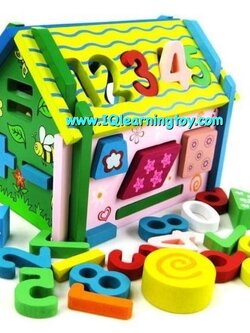 Woodtoy-ของเล่นไม้ บล๊อคหยอดรูปบ้าน เพื่อการเรียนรู้เรื่องตัวเลข 0-9 และบล็อคหยอดรูปทรง และสีต่างๆ ส่งฟรี