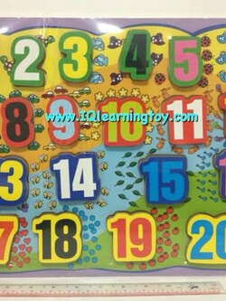 ของเล่นไม้ - ตัวเลขตัดต่อ 1 - 20 พร้อมรูปภาพจำนวนนับของสิ่งของต่างๆตามเลขนั้นๆ ฝึกพัฒนาการกล้ามเนื้อมือให้สัมพันธ์กับสายตา ฝึกสมาธิ ส่งฟรีค่ะ