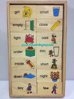 เป็นโดมิโนภาพต่างๆ กับคำศัพท์ภาษาอังกฤษที่แสดงคำตรงกันข้าม ได้เรียนรู้ จดจำ และเข้าใจความสัมพันธ์ของภาพและคำศัพท์ ฝึกความคิด ฝึกสมาธิ ส่งฟรี