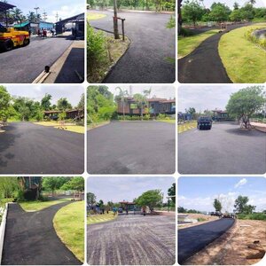 ถนนยางมะตอย โทร 061-1588562 รับลาดยางมะตอย ปูพื้นทุกชนิด - งานปรับระดับพื้น ตีเส้นจราจร