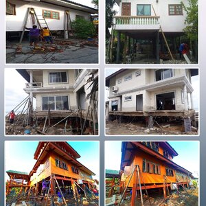 แก้บ้านทรุดเอียง โทร 090-9218474 เลื่อนบ้าน หมุนบ้าน ย้ายบ้าน เปลี่ยนเสา แก้ไขปัญหาบ้าน-อาคาร-โรงงานทรุดเอียง