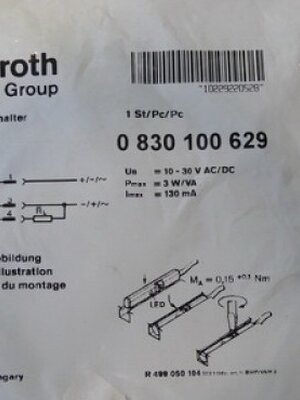 Rexroth Bosch 0830100629 Proximity Switch (New)