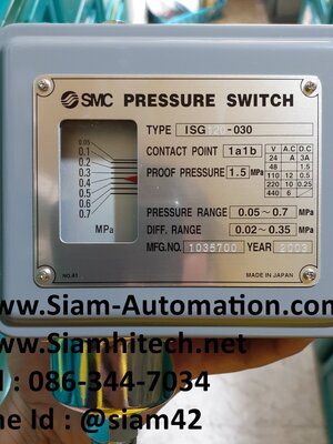 Pressure Switch ยี่ห้อ SMC รุ่น ISG-120-030