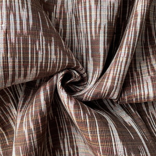 Contemporary Ikat Silk, Heavy Weight, Speckled Pattern, Dark Brown and White