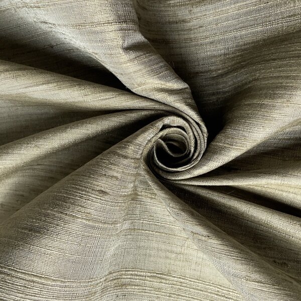 Naturally Dyed Slubbed Silk, Heavy Textured, Grey-Green and Golden Brown