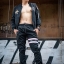 กางเกง JOGGER พรีเมี่ยม ผ้า COTTON 100% รหัส SST 615 Pink สีดำ แถบชมพู SUMMER SALE