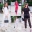 Set #สาวอวบ เสื้อลูกไม้แขนสั้น+กางเกงลูกไม้ขายาว TW5466