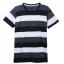 เสื้อยืดคอกลมลายทาง S152 (สีเทาดำขาว)