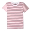 เสื้อยืดคอกลมลายทาง S064 (สีแดง คอสีขาว)