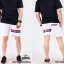 กางเกงขาสั้น พรีเมี่ยม ผ้า COTTON รหัส SST 222 RedBlue สีขาว แถบแดงน้ำเงิน
