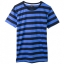 เสื้อยืดคอกลมลายทาง S114 (สีดำสลับน้ำเงิน)