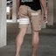 กางเกงขาสั้น พรีเมี่ยม ผ้า COTTON รหัส SST 201 W สีครีม แถบ ขาว SUMMER SALE
