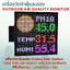 Outdoor 32x32cm เครื่องวัดค่าฝุ่นละออง PM2.5 PM10 AIR QUALITY MONITOR แบบติดผนัง มีอีโมจิแสดงรูป สภาพอากาศ พร้อมตัวเลขเปลี่ยนสีได้