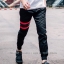 กางเกง JOGGER พรีเมี่ยม ผ้า COTTON รหัส SST 615 R สีดำ แถบแดง