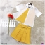 Set 3 ชิ้น เสื้อชีฟอง+สายเดี่ยว+กางเกง TW6356-เหลือง