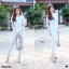 Set #สาวอวบ เสื้อลูกไม้แขนสั้น+กางเกงลูกไม้ขายาว TW5466