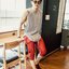 กางเกงสามส่วน พรีเมี่ยม ผ้า COTTON รหัส SS 317 RED Peach สีแดง