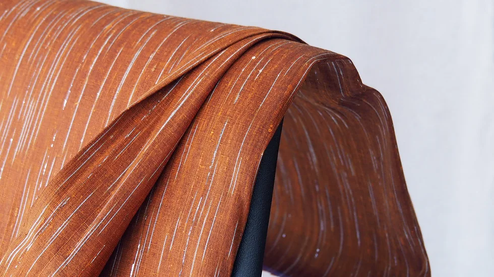 ผ้าไหม ลายริ้ว ไหมแท้ multicolor สีส้มอิฐ SKU-45669 (ราคาต่อหลา) รหัส MC-CT-102422