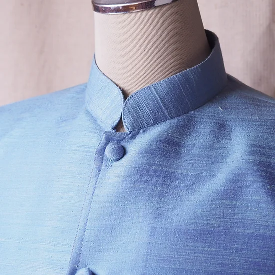 เสื้อสูทซาฟารี สูทคอจีน ทรงพระราชทาน ไหมแท้ สีฟ้าอ่อน รหัส DM-CT03016612