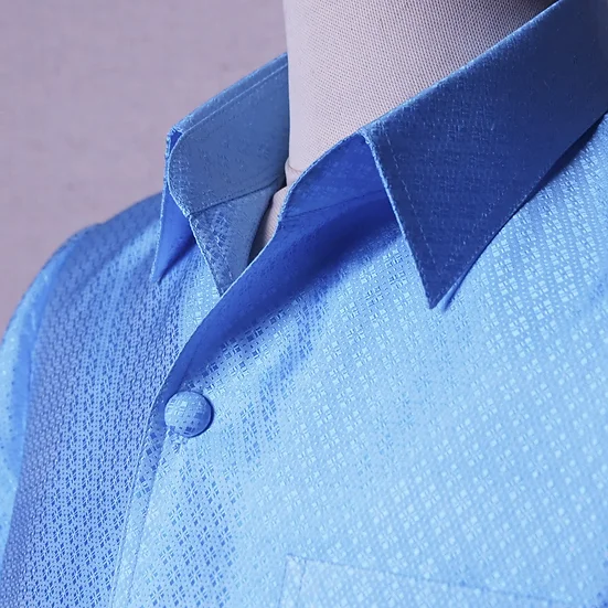 เสื้อซาฟารี คอปก ลูกแก้ว ทรงซาฟารี เฉดสีฟ้า รหัส DT-CT100711