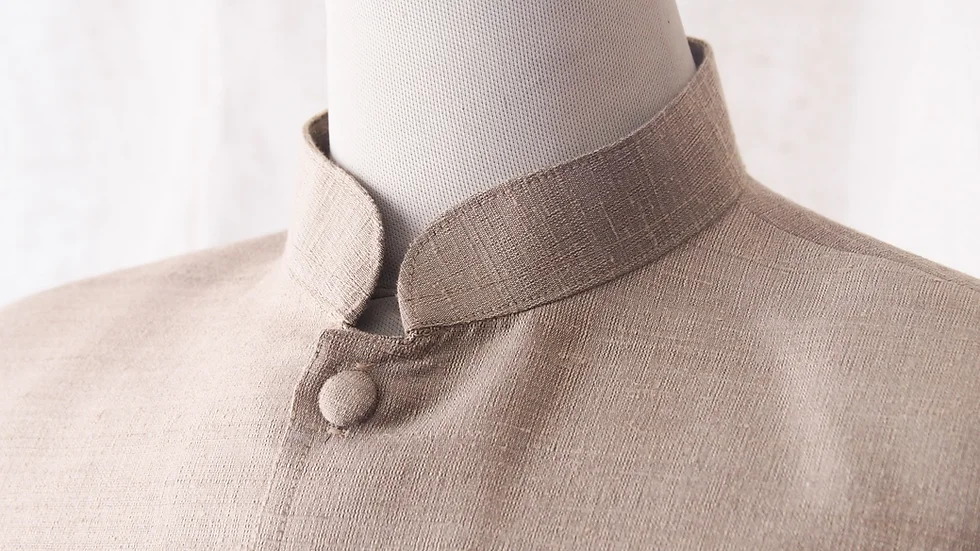 เสื้อสูทซาฟารี สูทคอจีน ทรงพระราชทาน ไหมแท้ สีน้ำตาลทองอ่อน รหัส DM-CT0301668